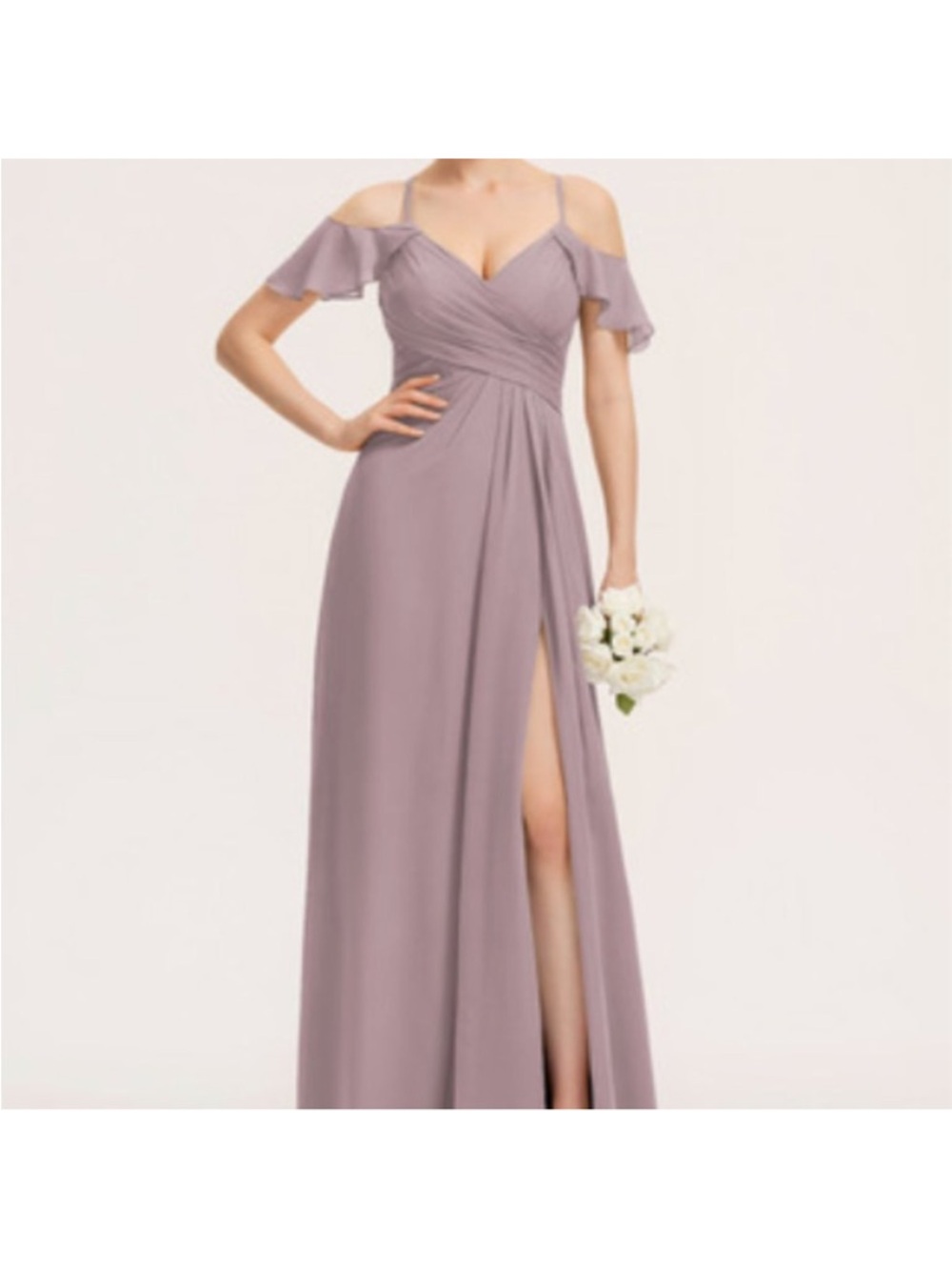 JJs House One-Shoulder Cold-Shoulder V-Neck Maxi Dress in Mauve